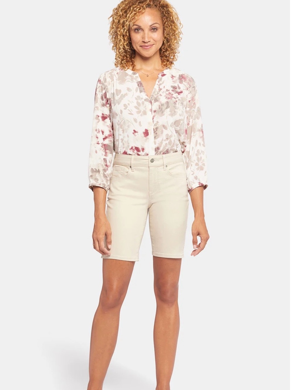NYDJ Ella Cream Denim Shorts 12 Petite Feather Color